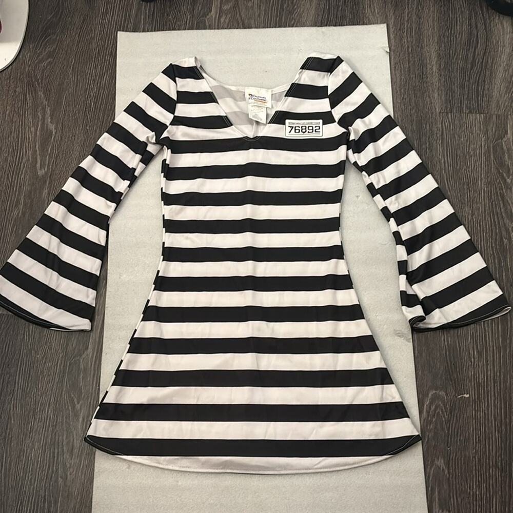 California Costume Sexy Prisoner Costume S Halloween Party Cosplay Prints Stripe